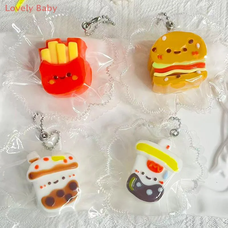 Nette Simulation Lebensmittel Französisch Frites Burger Squeeze Spielzeug Silikon Stress Relief Spielzeug Spaß Dekompression Langsam Rebound Spielzeug Schlüsselring Geschenk