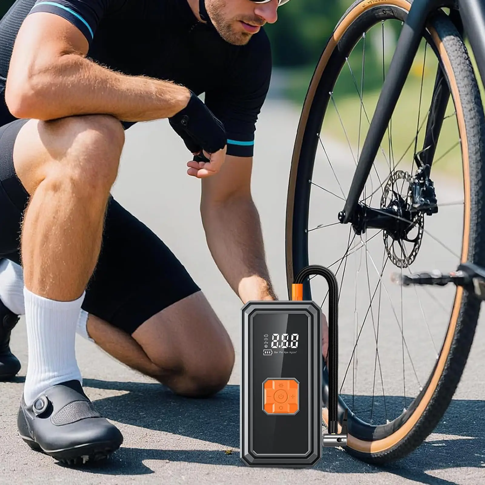 

Car Air Pump with Digital Pressure Gauge Cordless Tire Inflator Portable Air Compressor for Bike Balls Inflatable Toys SUV Sedan