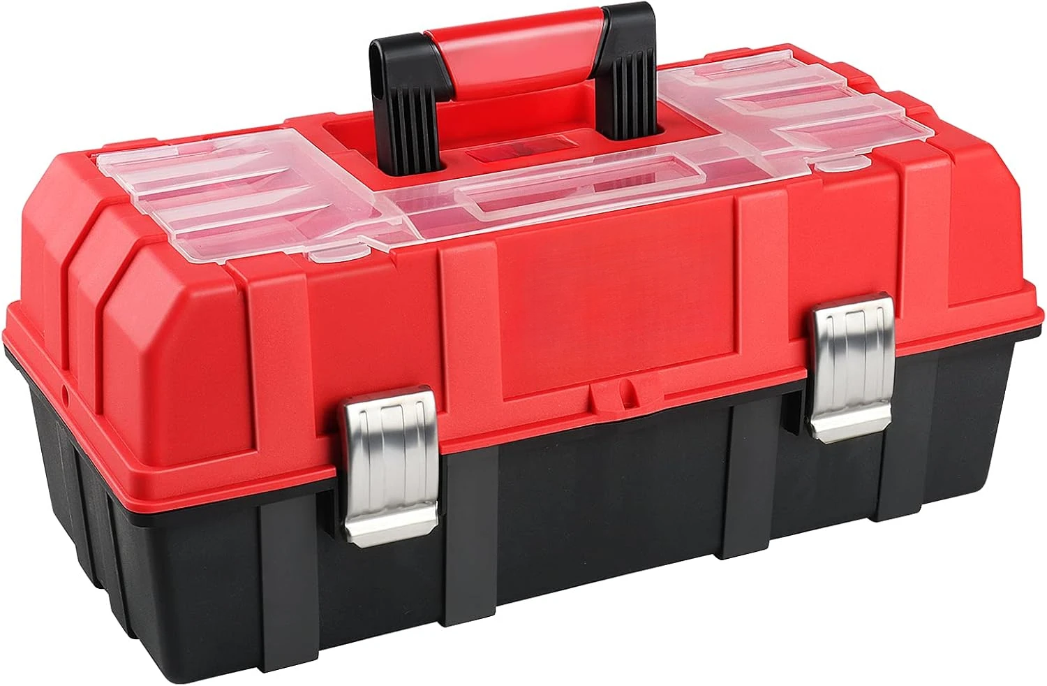 Plastic Storage Toolbox, Multi-Function Organizer with Tray and Dividers