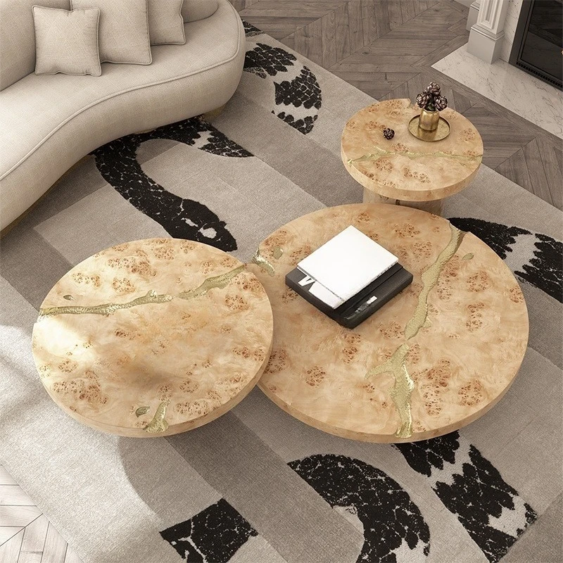 Nested coffee table set, modern design center table 3-piece set for villa mansions