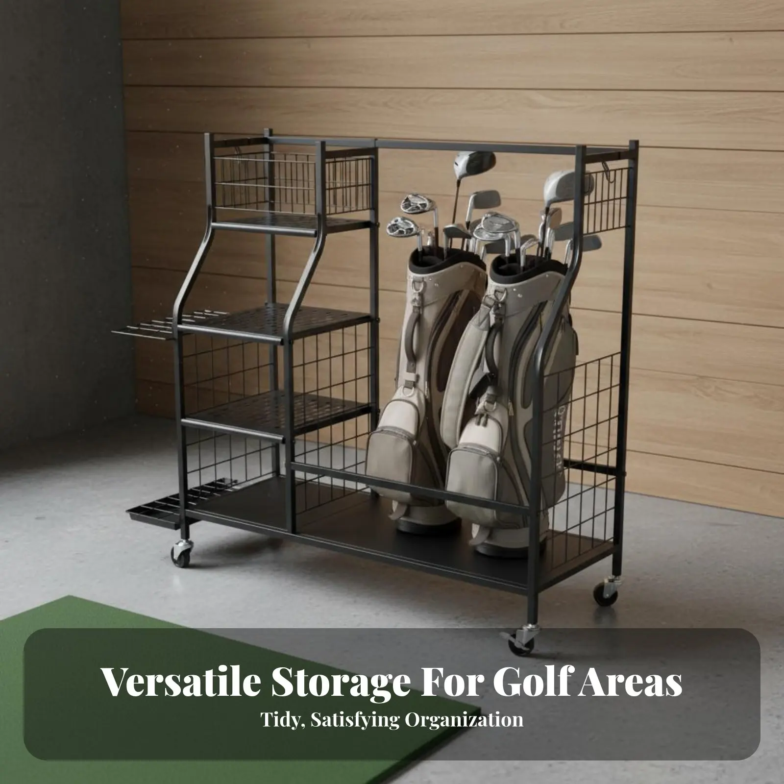 

Fairway Game Bag Storage Rack Sturdy and Sturdy Metal Fairway Game Club Holder Sturdy-Duty Construction Indoor Outdoor Use