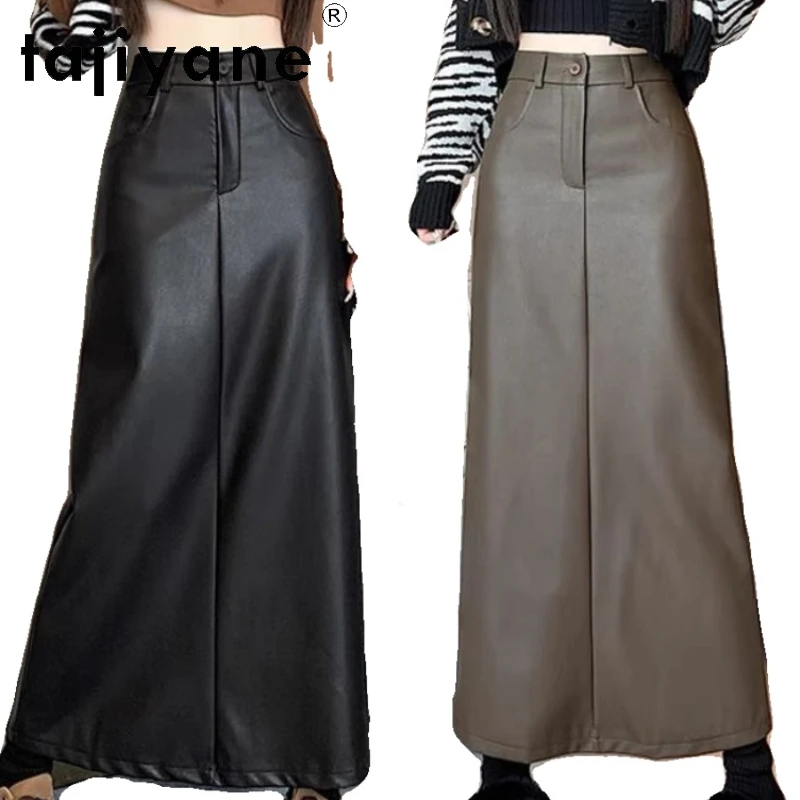 

TAJIYANE Real Sheepskin Women Skirts 2024 New Arrivals Genuine Leather Long Skirt Autumn Winter Womans Clothing кожаная юбка