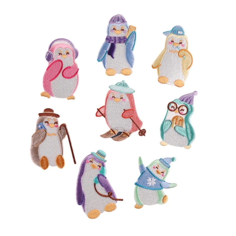 

8 Pcs Penguins Embroidered Patches Iron on Patches Cartoon Animal Repair Patches Sewing on Applique Patches for Clothes