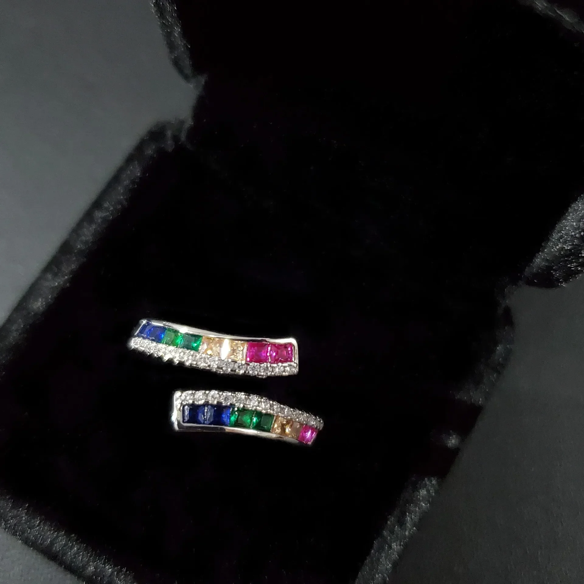 خاتم قوس قزح أوروبي وأمريكي أصلي طراز MDL Moissanit1 مطلي بالذهب عيار 18 قيراط بأحجار كريمة ملونة من الزركونيوم #5