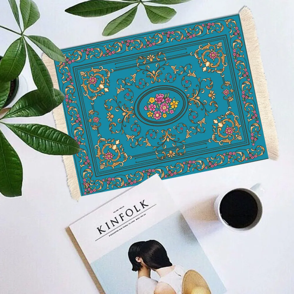 Tassel Edge Desk Pad European Luxury Mouse Pad Waterproof Rubber Table Mat Elegant Dining Placemat Office Stationery Decor