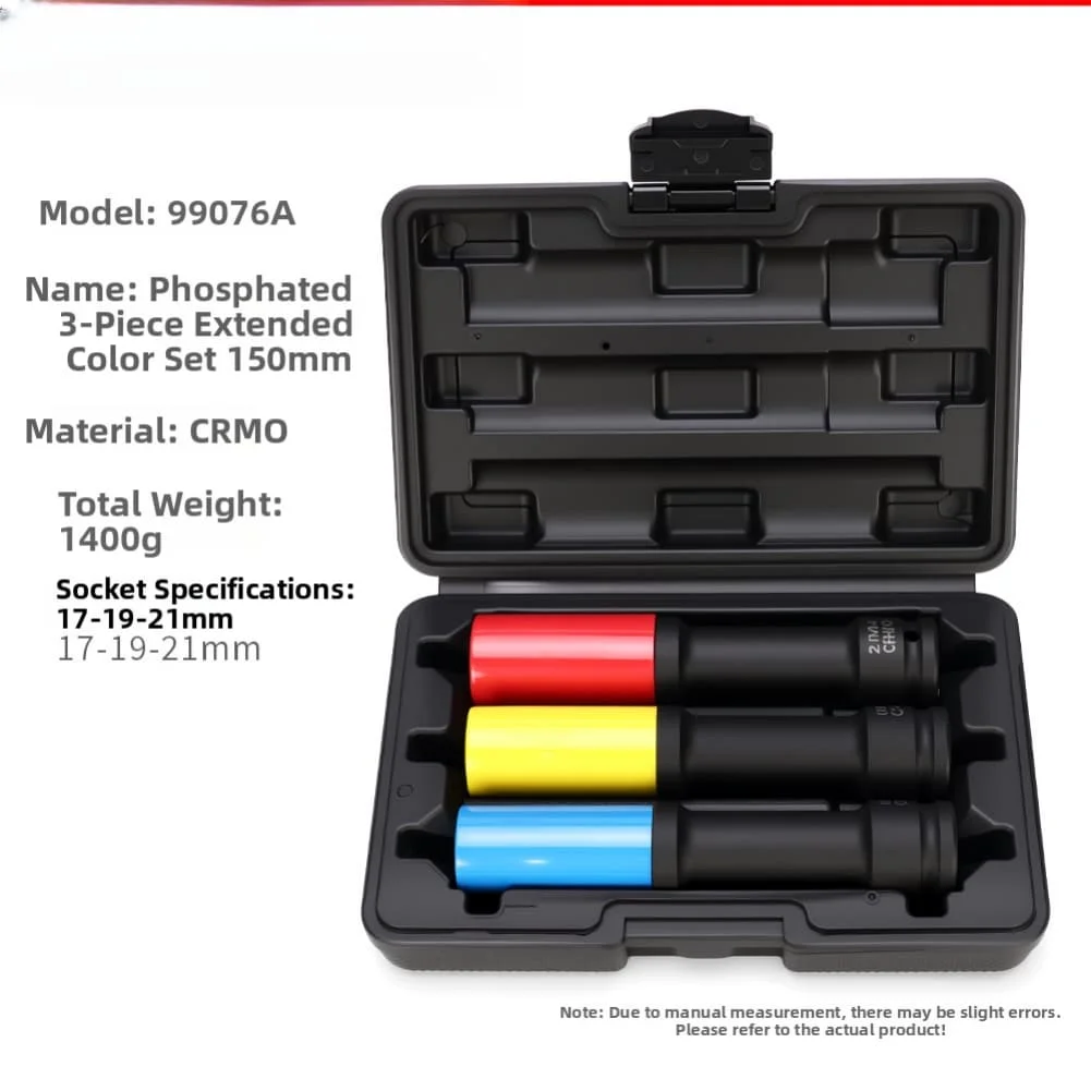 3-Piece 1/2 Drive Lug Nut Socket Set Designed with Removable Sleeves and Color Coding for Quick Size Identification