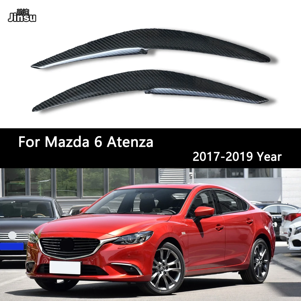 M6 Sport Style Carbon Fiber Headlight Covers Eyebrows For Mazda 6 Atenza 2017 - 2019 Car Front Light Eyelids Decorative Stickers