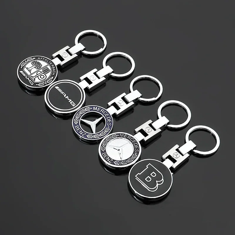 Metal Car Emblem Keychain Key Ring For Mercedes Benz AMG A C E G S GL SL W204 W205 W203 W211 W212 W213 W201 W210 W124 W126 W140