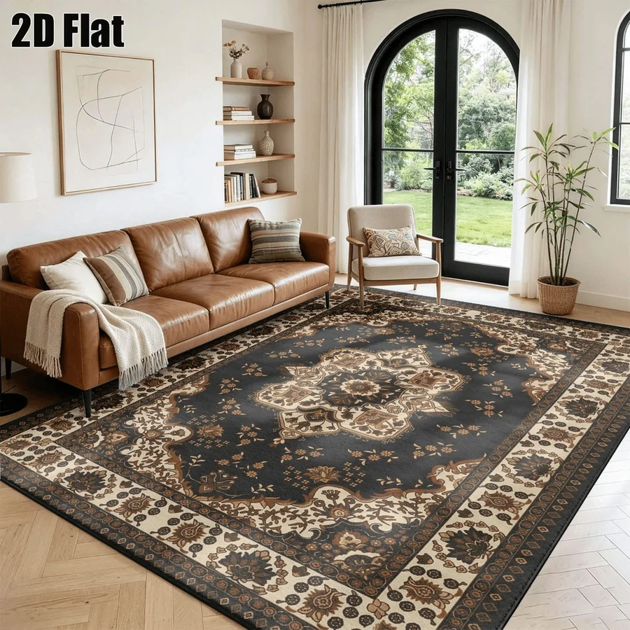 1Pc European Palace Retro Pattern Carpet, Machine Washable, Warm Home Decoration, Suitable for Light Luxury Retro Style, for Living Room, Bedroom, Entryway, Office, Corridor and Other Areas