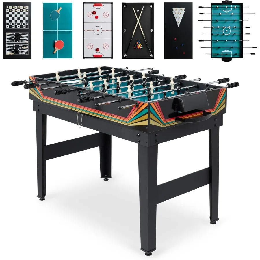 

2x4ft 10-in-1 Combo Game Table Set for Home Game Room Perfect for Friends Family Gatherings Featuring Hockey Foosball Pool Shuf