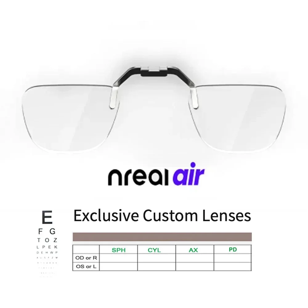 Xreal Air Nreal Air2 Pro Myopia Lens Custom Degree Smart AR Glasses  Anti-Radiation Anti-Blue Eyeglasses Prescription lenses