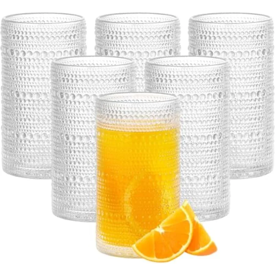 

Набор стаканов Hobnail (6 шт.): винтажные рельефные стаканы большой емкости для воды, коктейлей, пива, виски, джой-ти.