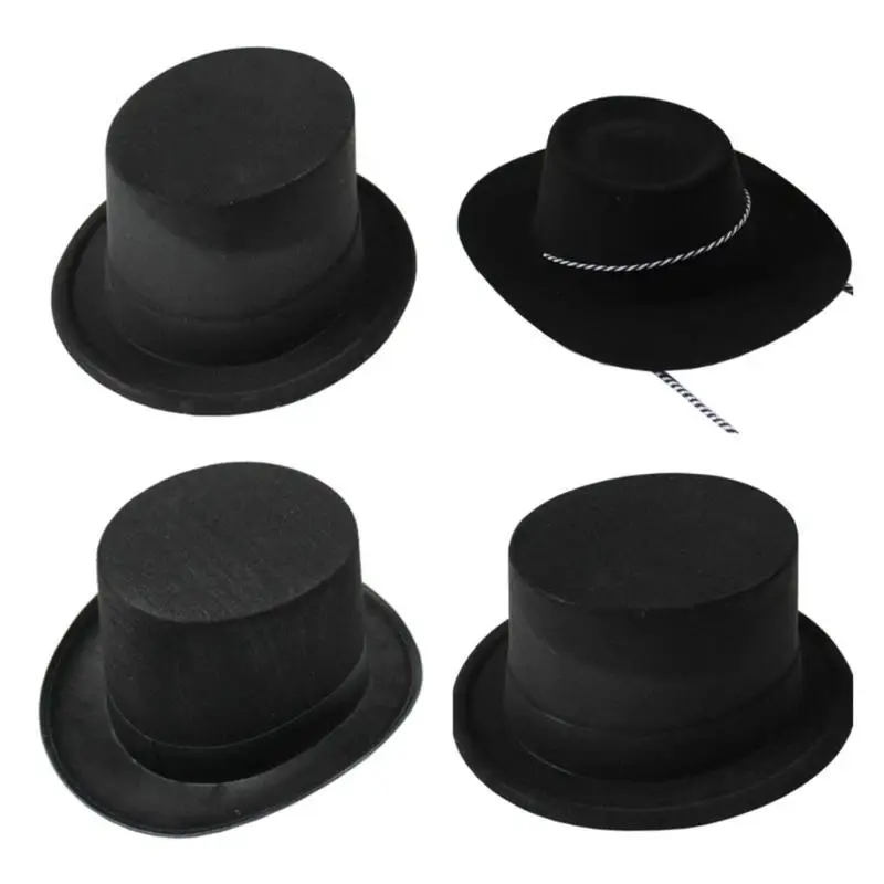 P9FE Roll Trim Zylinder Erwachsene Bühnenauftritte Dress Up Flat Top Fedoras – Detail 7