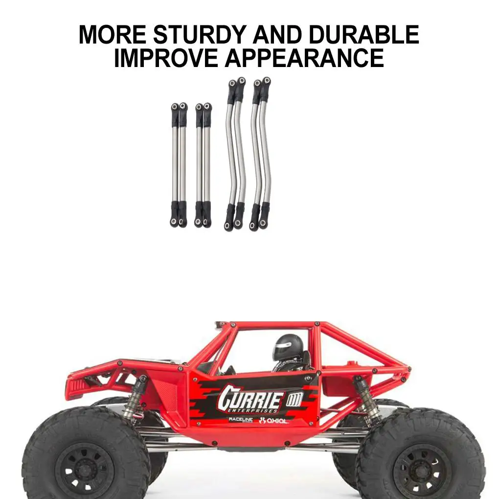 RCGOFOLLOW 8Pcs Stainless Steel Links Suspension Linkage 1/10 RC Crawler Car Axial Capra 1.9 UTB AXI03004 Upgrade Parts