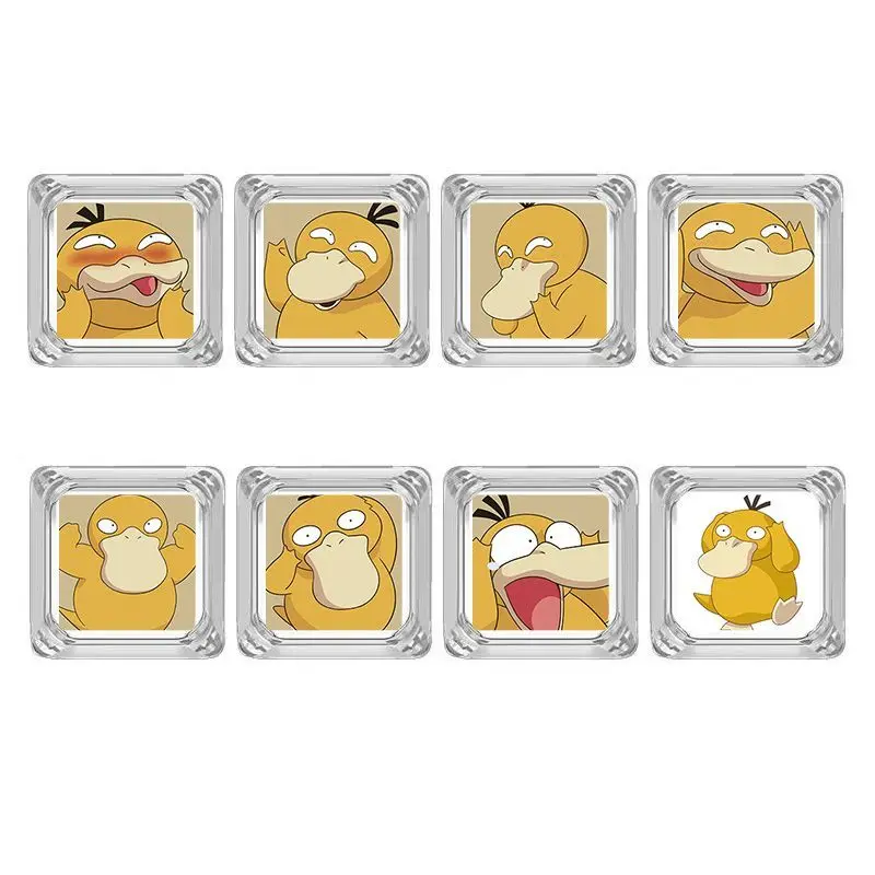 Pokémon Psyduck Cute Transparent Keycaps Cross Switch Mechanical Keyboard Cartoon Keycap Set Block Keycaps