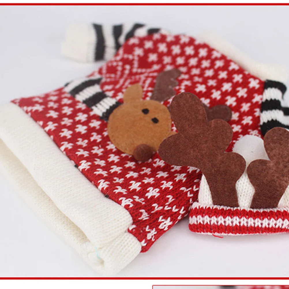 2 قطعة غطاء زجاجة النبيذ عطلة عيد الميلاد الديكور غطاء قماش قابل لإعادة الاستخدام للهدايا طاولة المنزل زينة احتفالية #1