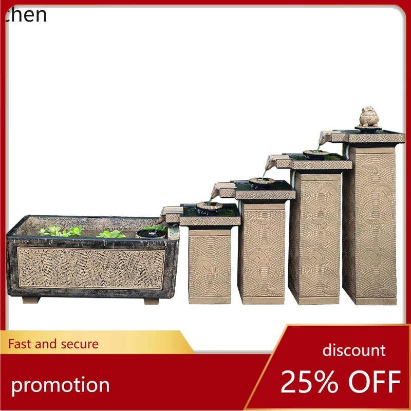 ZML flowing water ornament outdoor large fish pond circulating water landscaping lucky water feature fountain fish tank