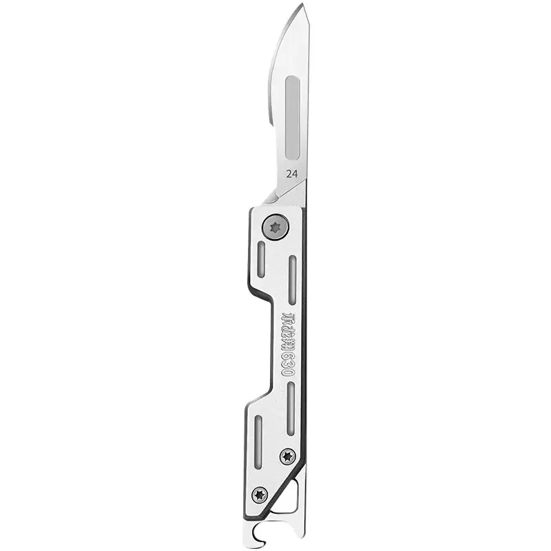 Edelstahl Schnellöffner Skalpell MINI Flaschenöffner Klappmesser Outdoor Survival Camping Tragbares EDC-Werkzeug mit Austauschbarer Klinge
