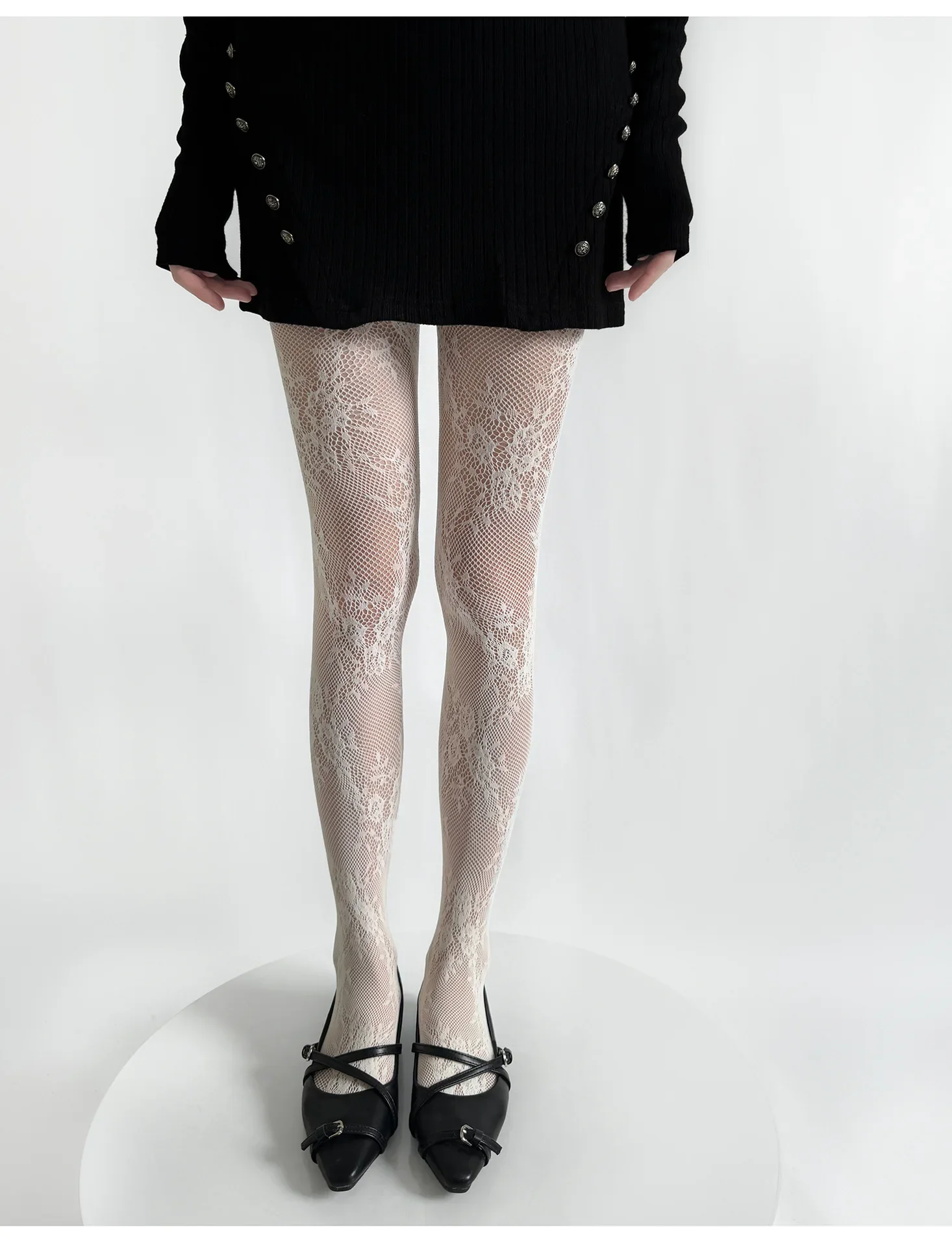 Sommer Damen Sexy Netz-Spitzen-Strümpfe mit Blumenmuster, Overknee-Strümpfe, Netzstrümpfe, Modische Retro-Blumen Mädchen Alltags-Strumpfhose – Detail 16