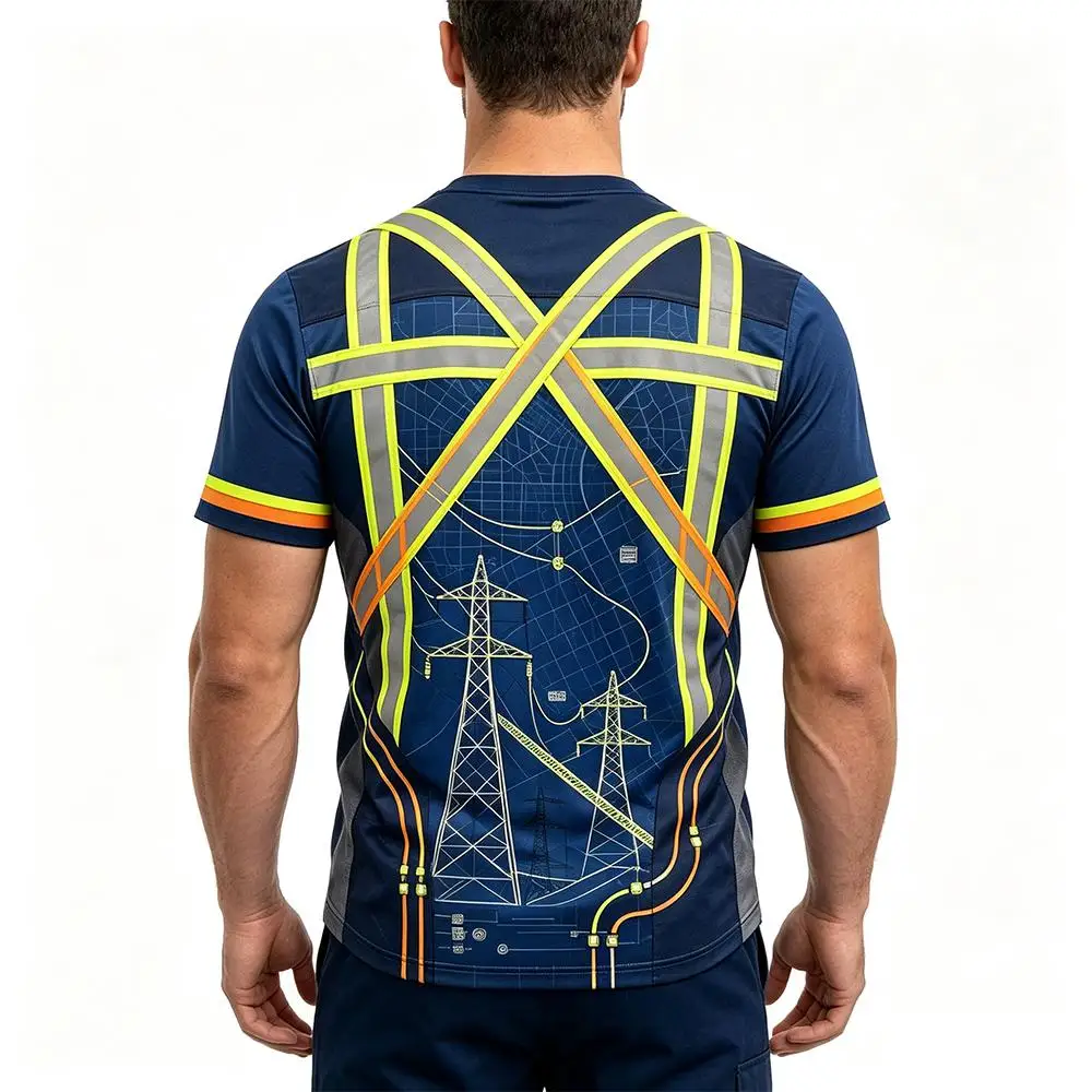 2026 New Electrician Construction Worker Safety Work T Shirts Summer Casual 3D Printed Crew Neck Tees Fashion Outdoor Tops