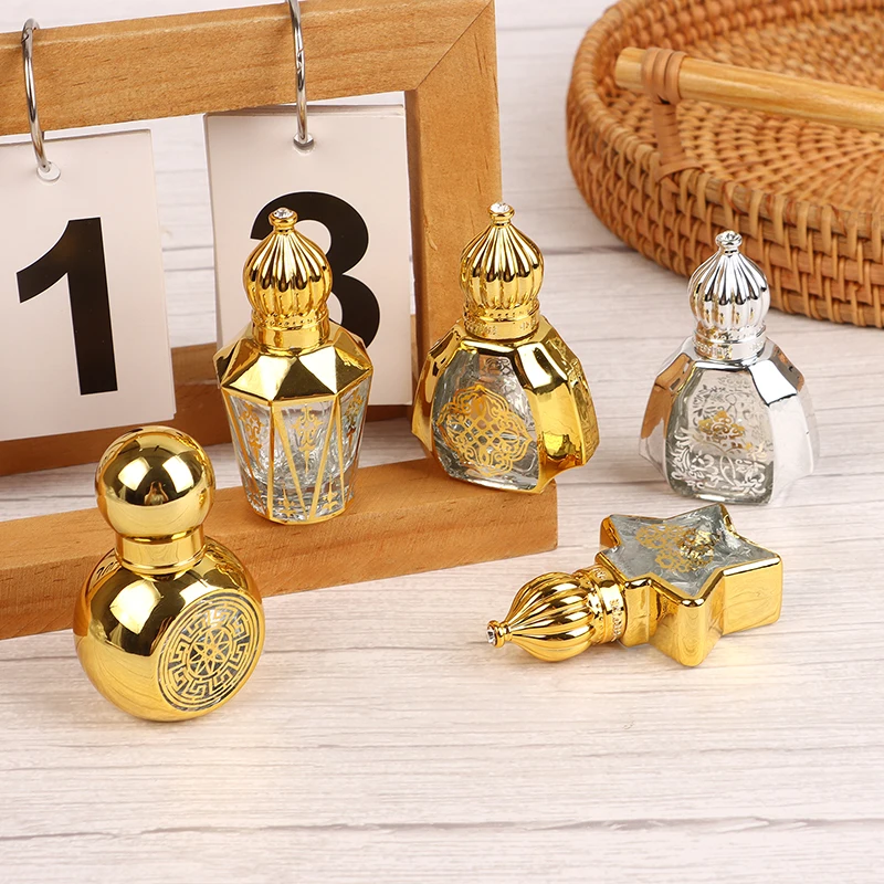 Mini butelka na olejki eteryczne kształt korony butelkowanie perfum przenośna przezroczysta podróżna galwanizowana szklana pusta butelka