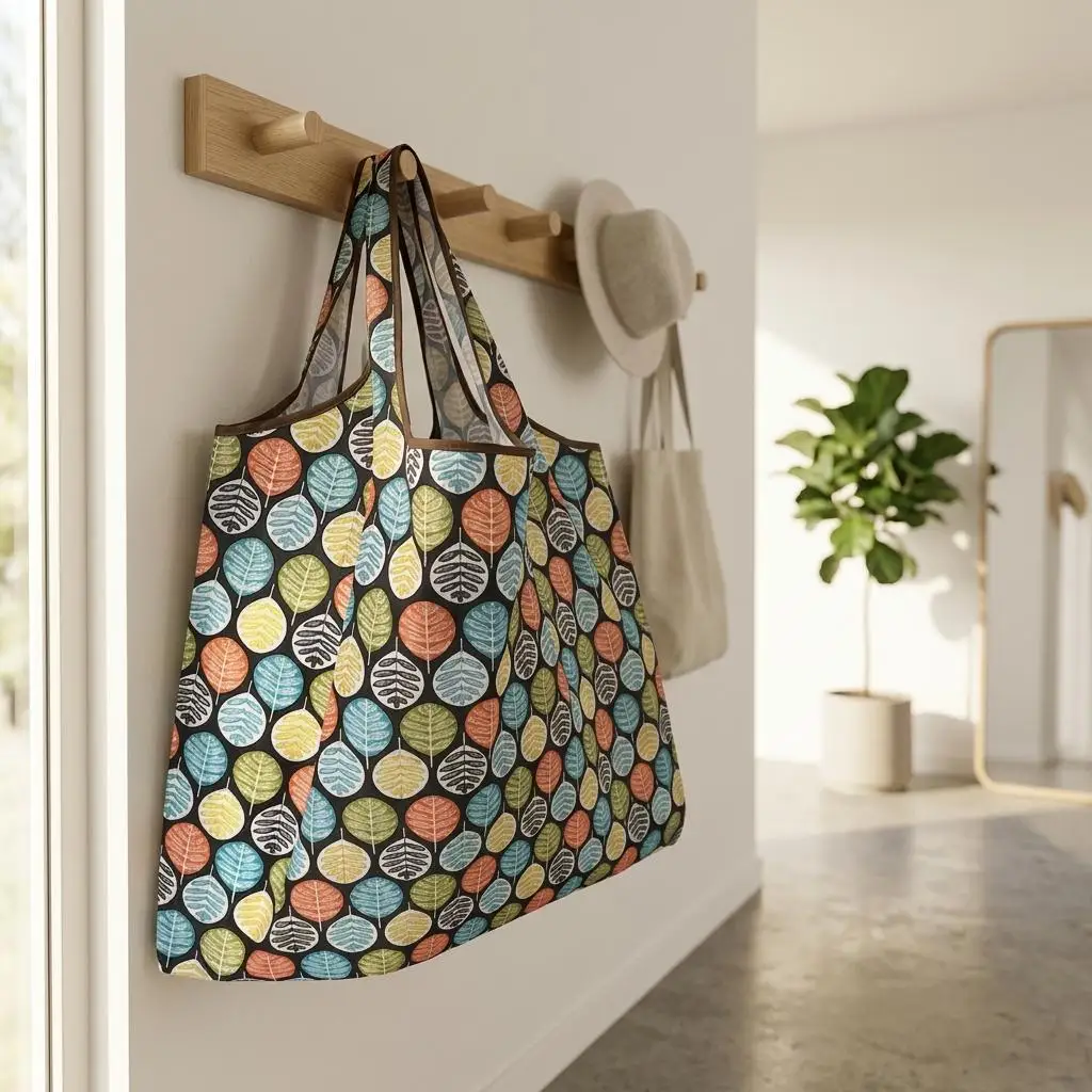 Grocery Tote Bag Foldable Cute Cartoon Print Bag Foldable Shopping Bag Strong For Travel Supermarket Storage
