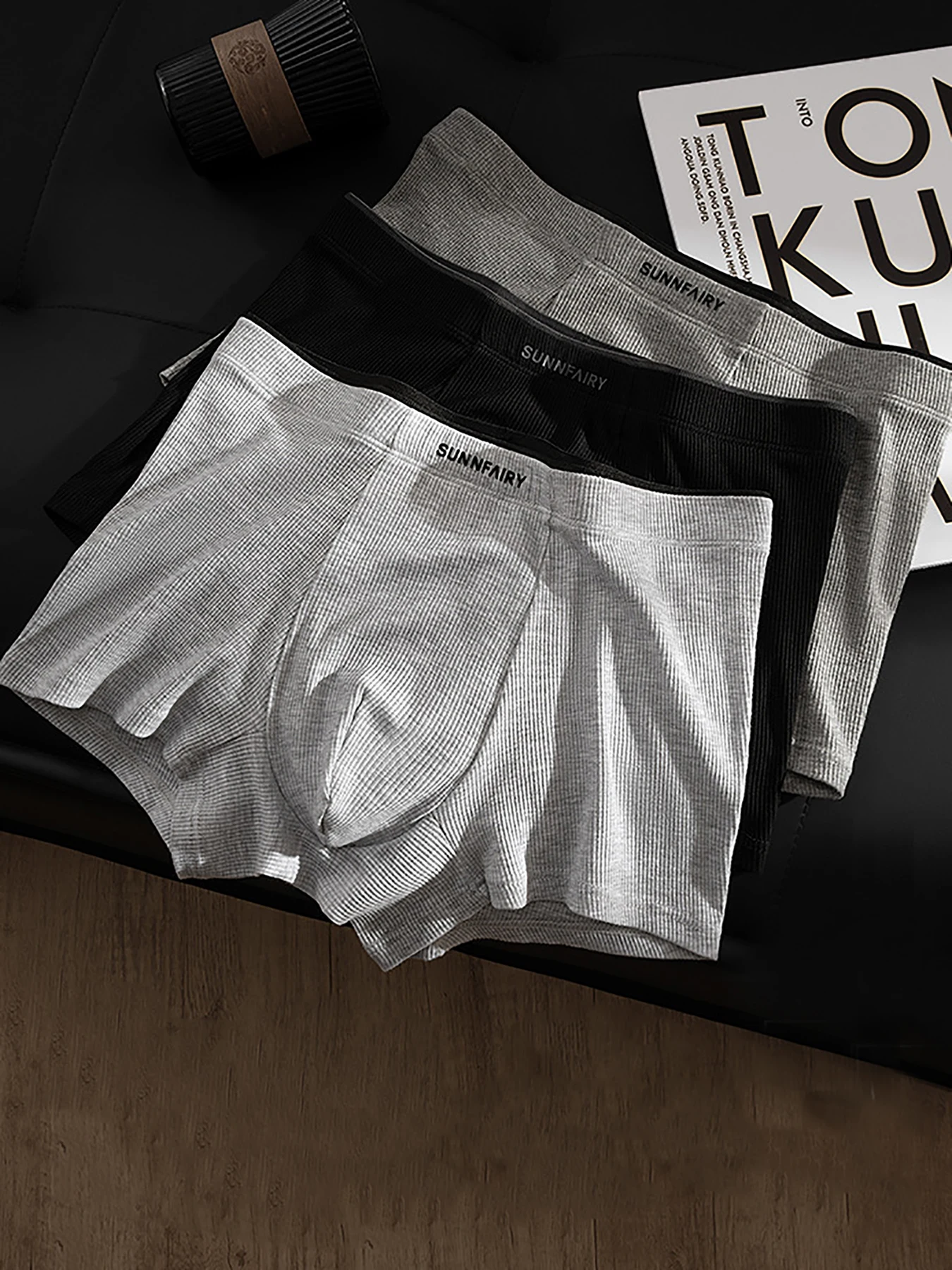 3PCS new light luxury fashion men's underwear simple boxer briefs comfortable breathable 3-color combination