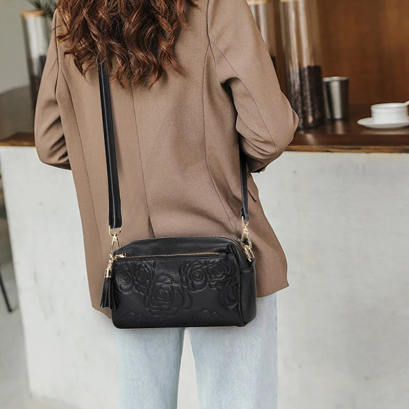 

Fashionable women's one shoulder crossbody bag is a small bag made of soft cowhide material with embossing technology