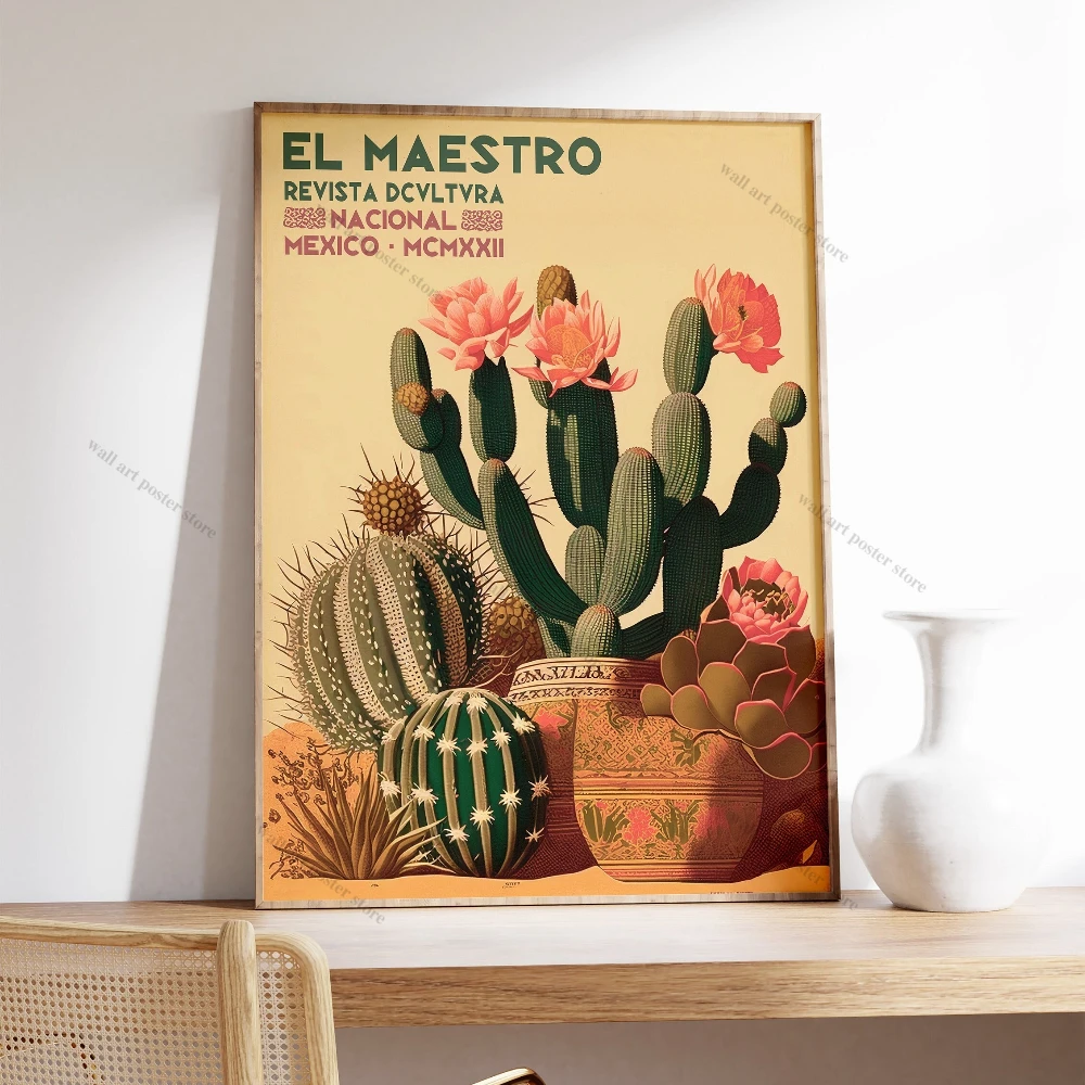 خمر المكسيكي المشارك غرفة ديكور جدار الفن التقليدي اللاتينية ديكور الأزهار طباعة النباتية جدار الفن الاستوائية طباعة الفن اللاتينية هدية #6