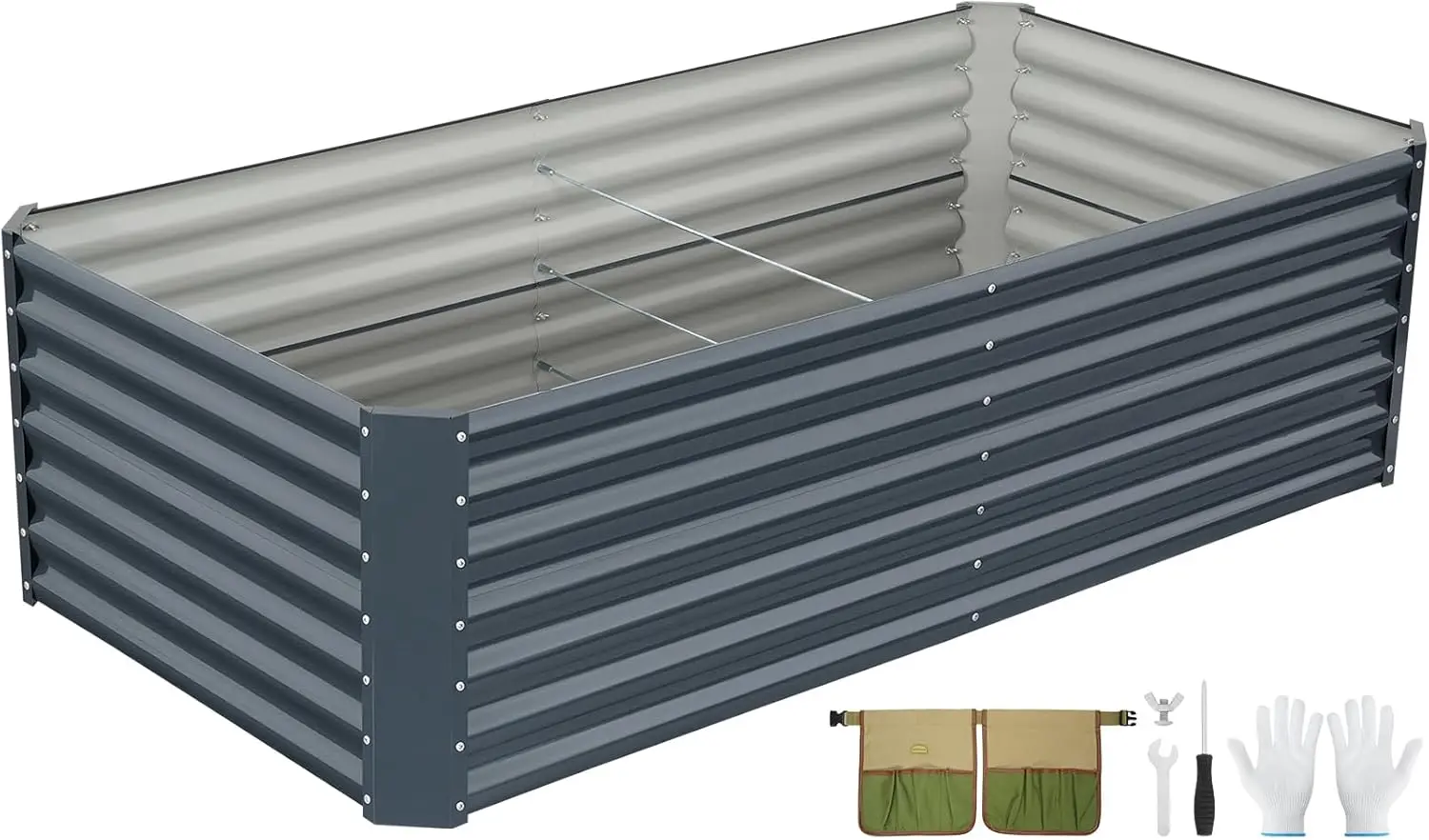 

6x3x2 ft Galvanized Raised Garden Bed Kit, Large Metal Planter Box Outdoor for Vegetables, Flowers, Herbs, 24" Tall 269