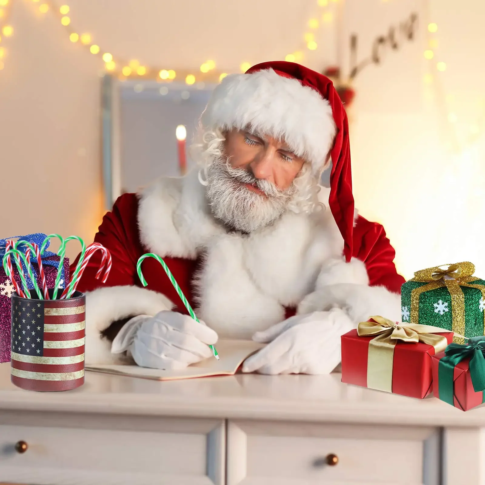 12 stücke Kunststoff Weihnachten Zuckerstange Geformt Kugelschreiber Urlaub Geschenk Schreiben Werkzeuge Büro Liefert Set – Detail 4