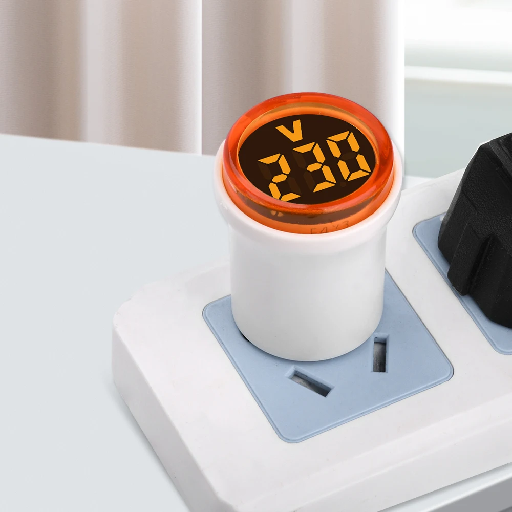 AC 220V/230V LED Voltmeter 30mm Round 50-500V Digital Voltage Meter Voltammeter Indicator Volt Tester Detector Monitor EU Plug