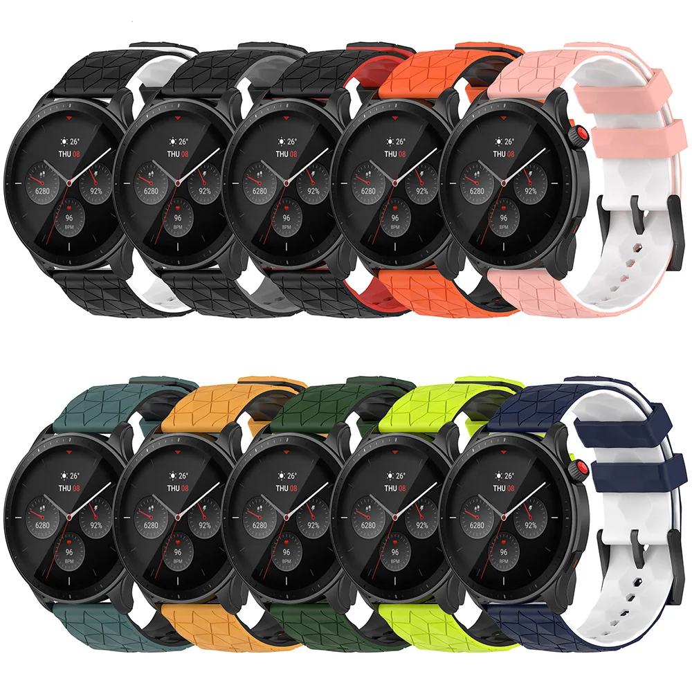 20mm 22mm Silicone Strap for Samsung Galaxy Watch 5/5 Pro 4/4 Classic Football Pattern Band for Huawei Watch GT 3/2 42mm 46mm