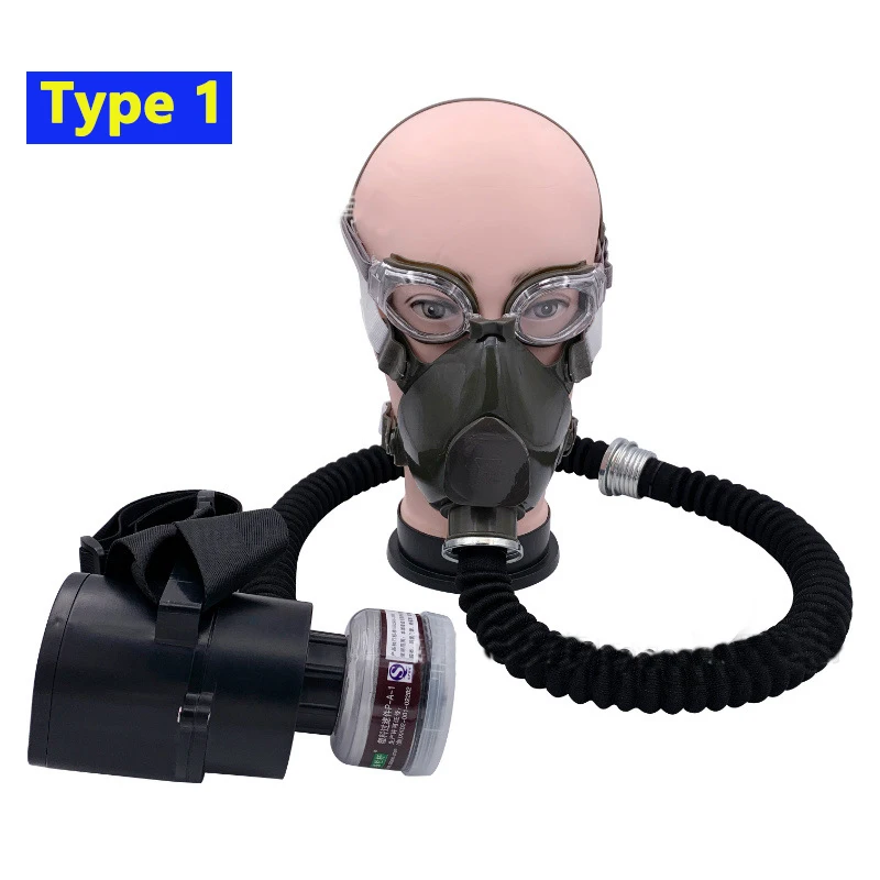 Portable Electric Powered Air Supply Full Face Labor Industry Anti-Spray Paint Pesticide Gas Mask Respirator And Fan Accessory