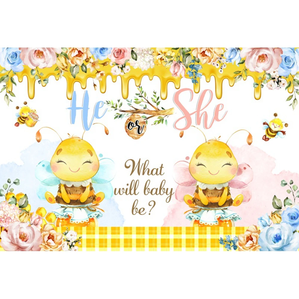 Sweet Little Bee Baby One Birthday Backdrop for Photography Flower Baby Shower Party Decor Background Photocall For Photo Studio
