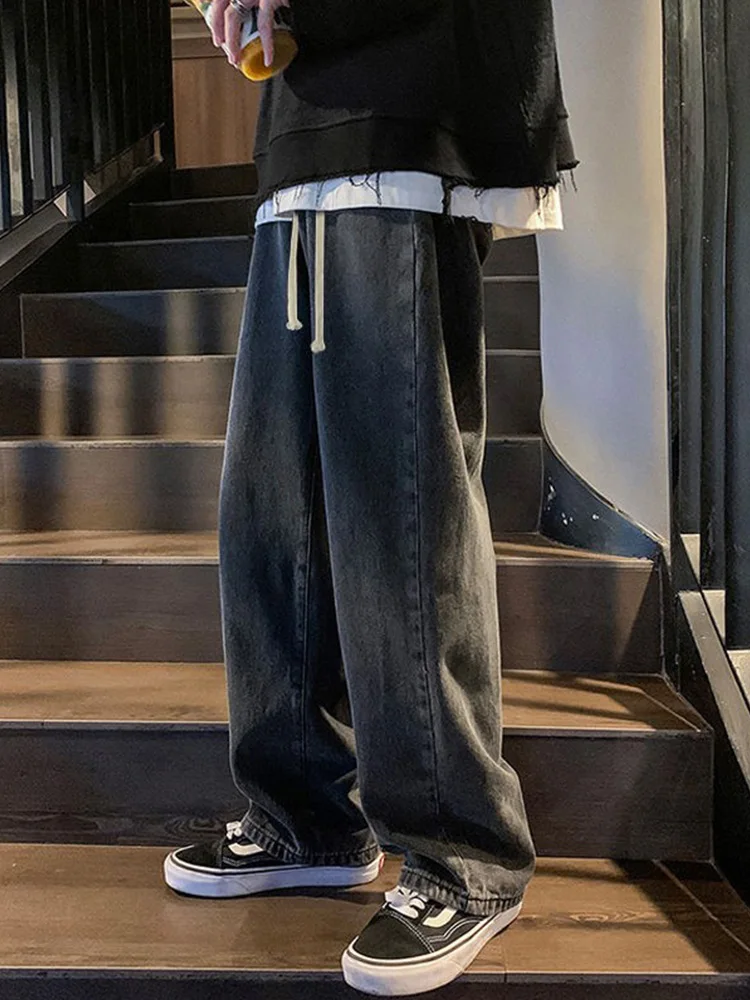 

Мужские зимние джинсы прямого кроя в стиле ретро, свободные, в американском винтажном стиле, оверсайз, для уличной моды