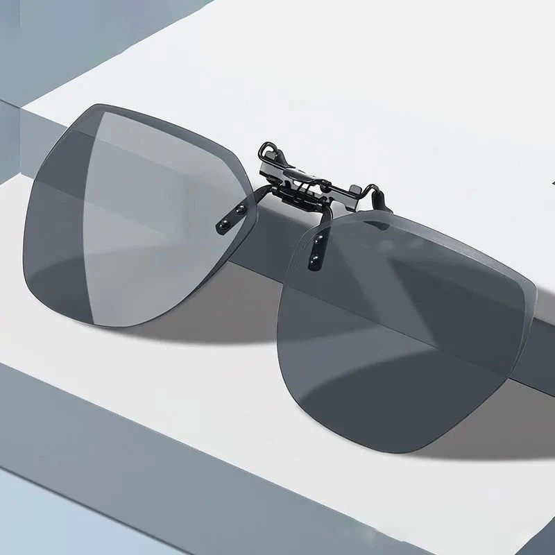 VEITHDIA Unisex Polarized Clip-on Sunglasses For Prescription Glasses Flip-Up Rimless Design TAC Lens With UV400 Protection VB11
