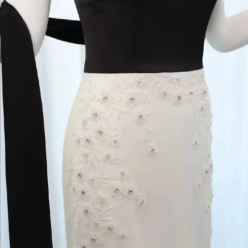 

Платья для выпускного вечера по индивидуальному заказу со шлейфом, 2025 г., белые вечерние платья без бретелек с русалкой, вечерние платья с 3D цветами и бисером