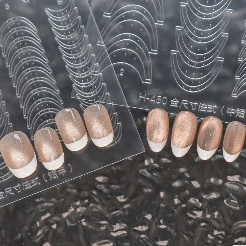 Plantillas de uñas francesas huecas transparentes minimalistas de 1/3 piezas, reutilizables, plantilla de aerógrafo, decoración de arte de uñas DIY, pegatinas de manicura 2