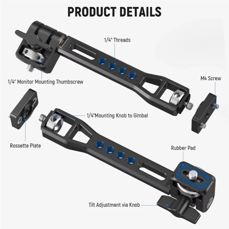 

B18B Adjustable Field Monitor Mount For DJI RS 2 RSC 2 360° Rotatable Camera Monitor Bracket With 1/4" Threads