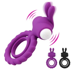 Soft Silicone Dual Vibrating Cock Ring Dick Penis Ring Cockring Adult Sex Toys for Men for Couples Enhancing Harder Erection