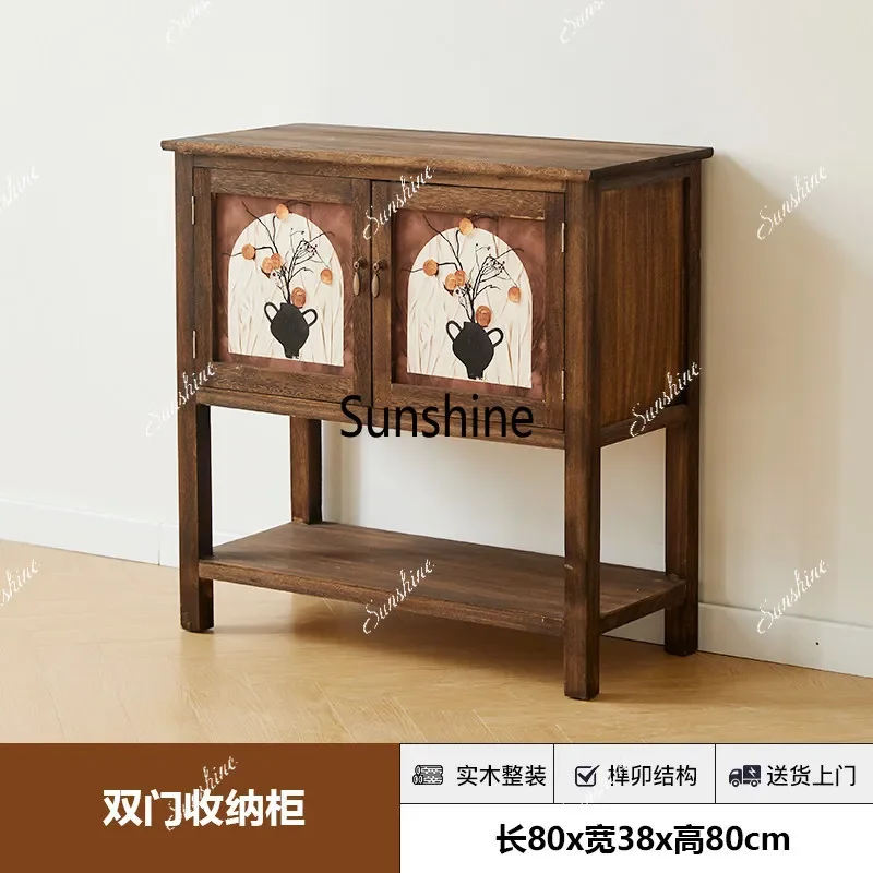 Y.Painted dining side solid wood multi-functional chest retro old living room entrance