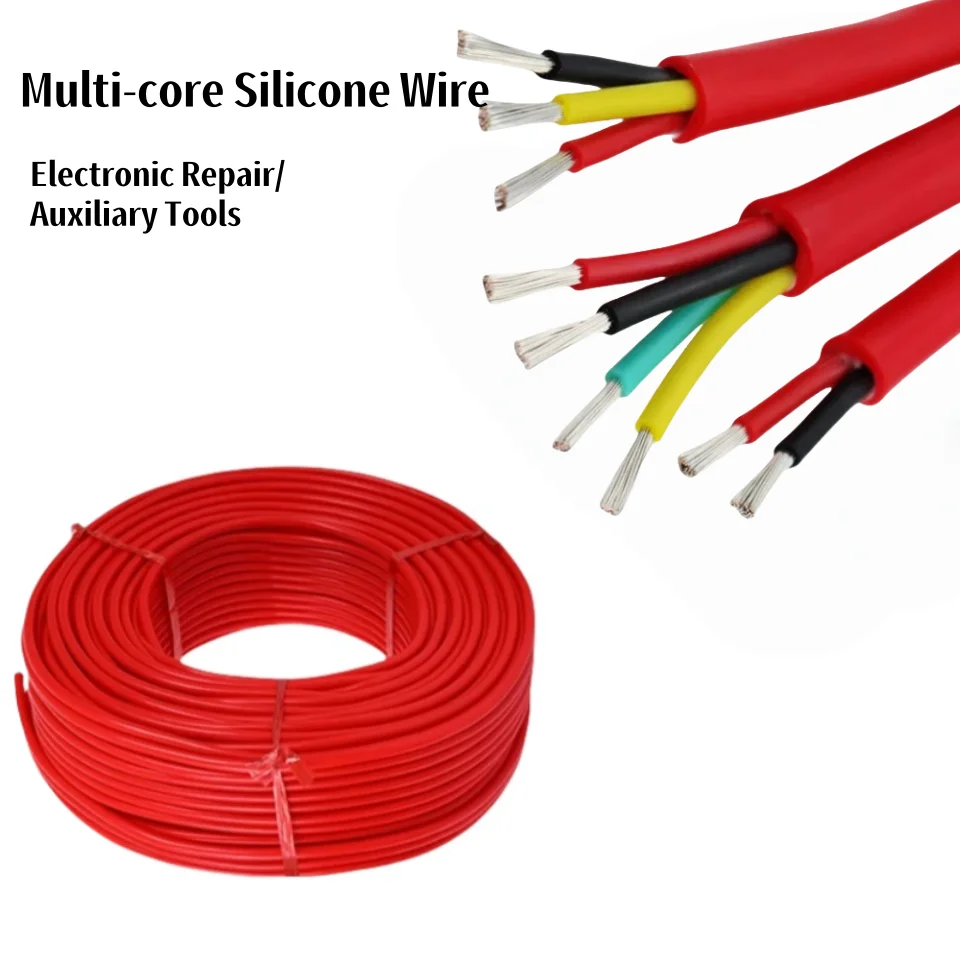 

2/5/10M Ultra Soft Multi-Core Silicone Rubber Cable 2 3 4 6 Cores 0.3mm²~2.5mm² Flexible Insulated Copper High Temperature Wire