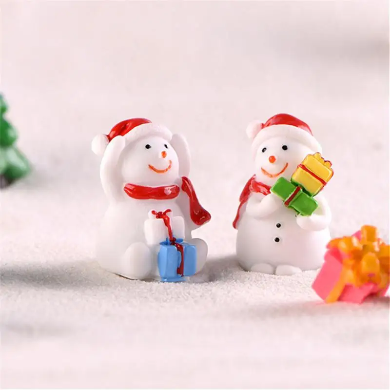 Mini Christmas Figurine Snowman Santa Claus Xmas Tree Deer Carriage Bell Figurine Home Bonsai Decor Micro Landscape Ornament Toy