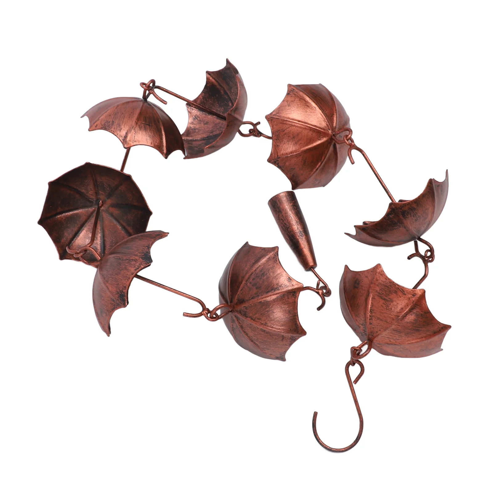 

39.4in 8 Cups Rain Chain Iron Vintage Decorative Umbrella Rain Chain Bell for Home Garden Patio Outdoor Decoration