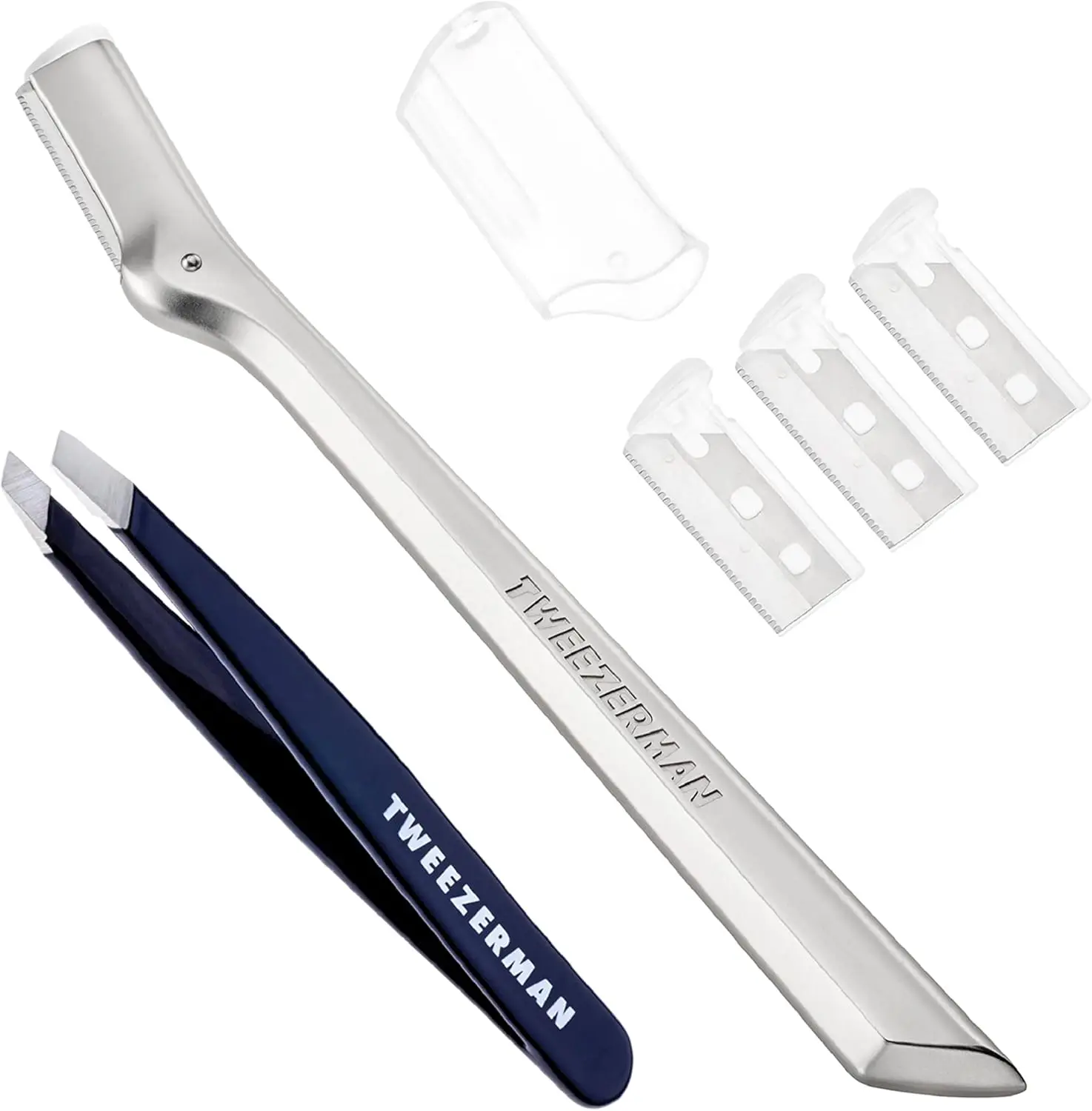 Eyebrow Razor with Mini Slant Tweezer Set for Precise Hair Removal and Shaping