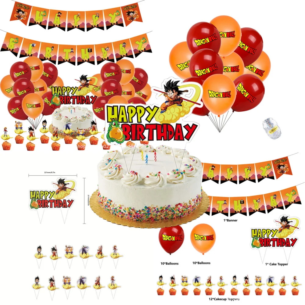 أنيمي لعبة دراغون بول Sun Wukong جديد حفلة عيد ميلاد لوازم أدوات المائدة ورقة كأس لوحة منديل استحمام الطفل لتقوم بها بنفسك الحدث الطرف الديكور