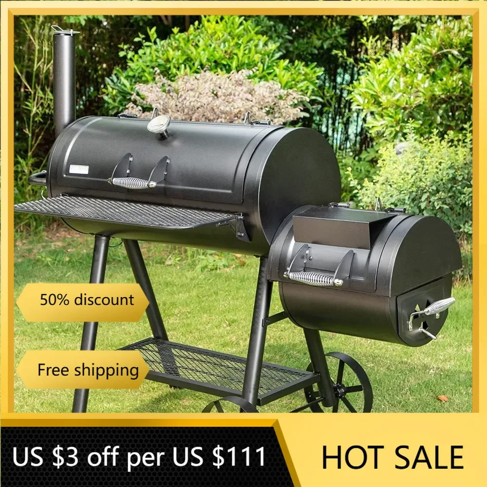 

Heavy Duty Smoker, X-Large Charcoal Grill with Offset Smoker, 942 sq.in. Cooking Area, For Outdoor Camping Family