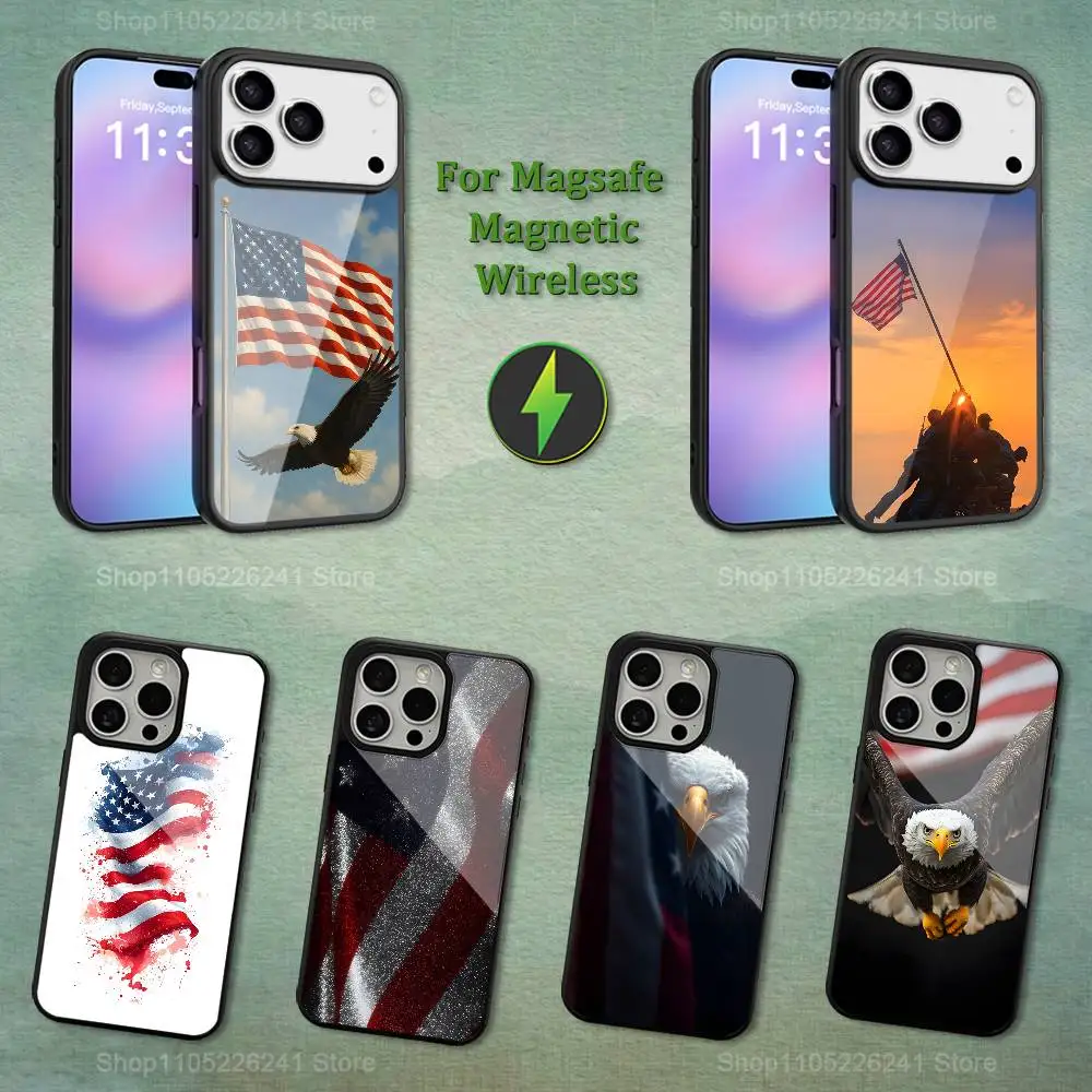 

Cool American Flag Art Phone For iPhone 17,12,11,16,15,13,14,Pro,Max,Plus,Mini, For Magsafe,Magnetic Wireless Charging Case