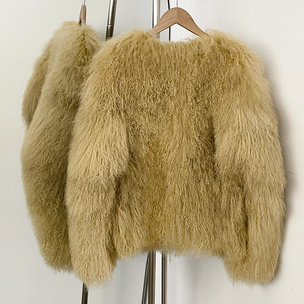 OFTBUY Natural Mongolia Sheep Fur Coat Thick Warm Short Real FurJacket Outerwear Female New Fashion Autumn Winter Clothes Women